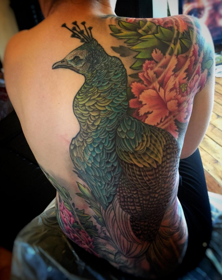 tattoos/ - Color Peacock Back Tattoo (in-progress) - 115228